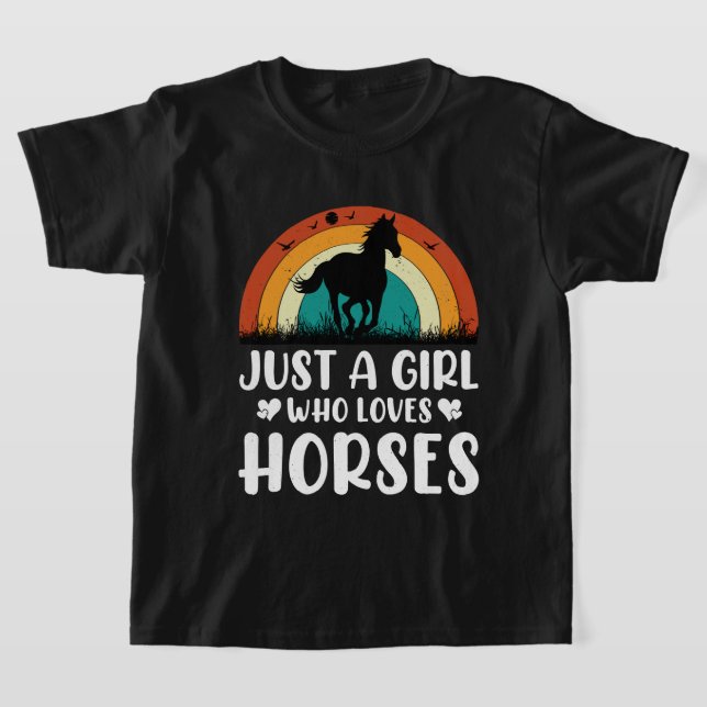 T-shirt Mignonne fille aime les chevaux l'art du mot (Poser)