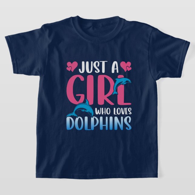 T-shirt Mignonne fille aime les dauphins (Poser)