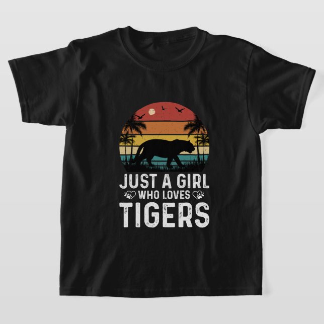 T-shirt Mignonne fille aime les tigres (Poser)