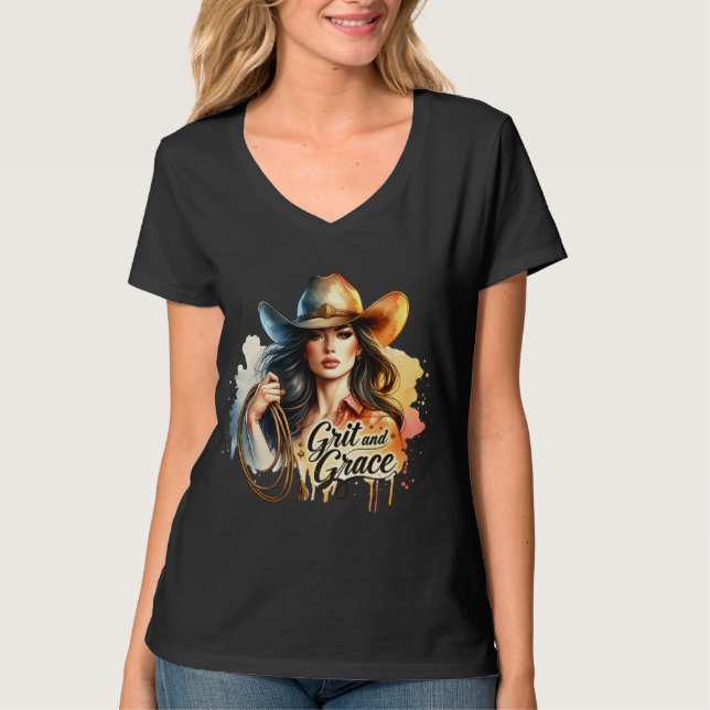 T-shirt Mignonne fille de la grâce Western (Devant)