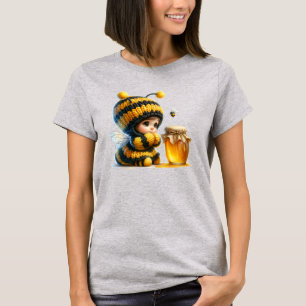 T-shirt Mignonne fille en costume d'abeille avec miel