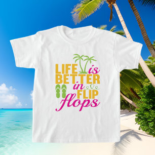 T-shirt mignonne filles flip flop vie mot art