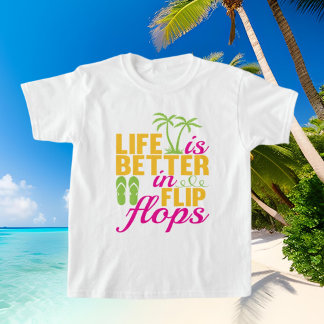 T-shirt mignonne filles flip flop vie mot art