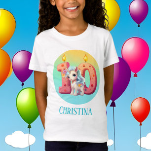 T-Shirt mignonne filles imaginaire licorne 10e anniversair