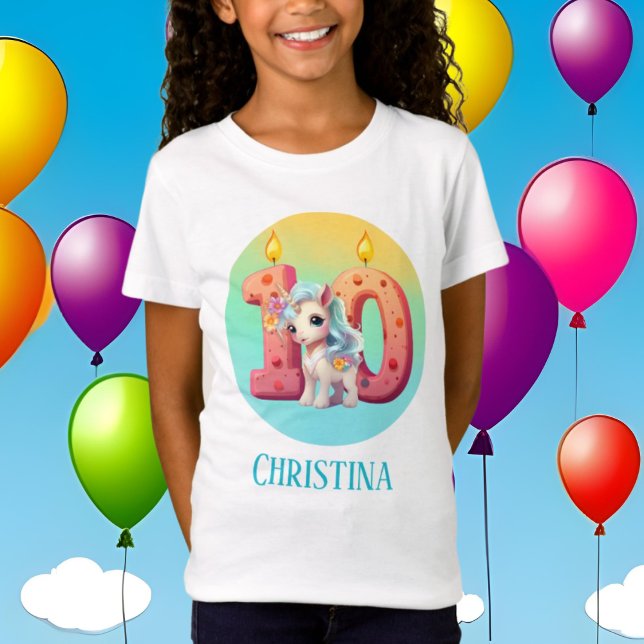 T-Shirt mignonne filles imaginaire licorne 10e anniversair (Créateur téléchargé)