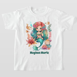 T-shirt mignonne filles mermaid ajouter nom