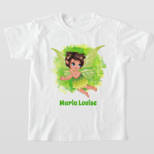 T-shirt mignonne filles verte fairy ajouter nom 