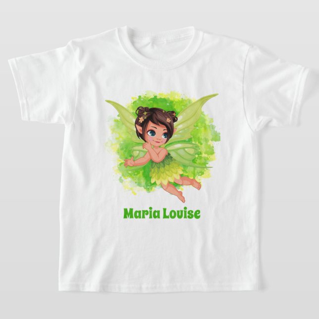 T-shirt mignonne filles verte fairy ajouter nom  (Poser)