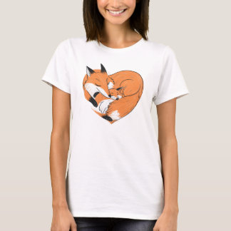 T-shirt Mignonne Fox Maman Amour Bébé Coeur
