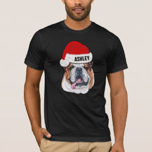 T-shirt Mignonne Français Bulldog Casquette de Noël Chien