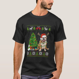 T-shirt Mignonne Français Chien Chien Chien Santa Hat Doui
