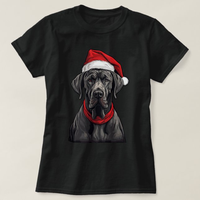 T-shirt Mignonne grand Danse lumières de Noël Santa Hat xm (Design devant)