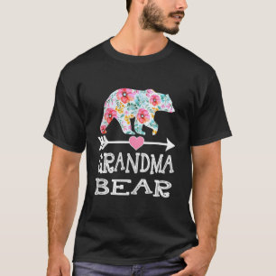 T-shirt Mignonne Grand-Mère Ours Fleurs Fête Mère Famille