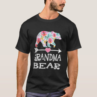 T-shirt Mignonne Grand-Mère Ours Fleurs Fête Mère Famille 