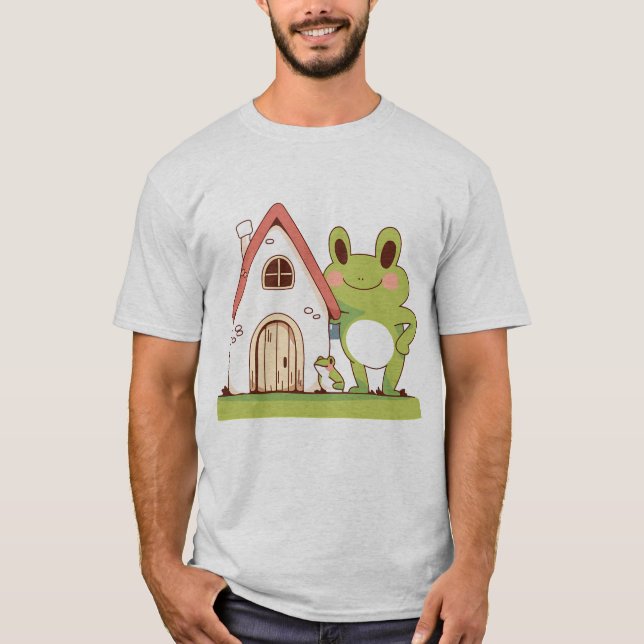 T-shirt mignonne grenouille caricature (Devant)