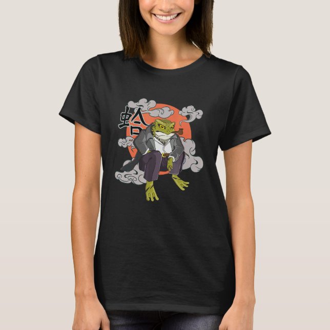 T-shirt mignonne grenouille japonaise en costume de gangst (Devant)