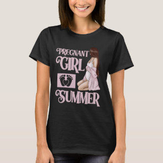 T-shirt Mignonne Grossesse Révéler Fille Enceinte Été Amus