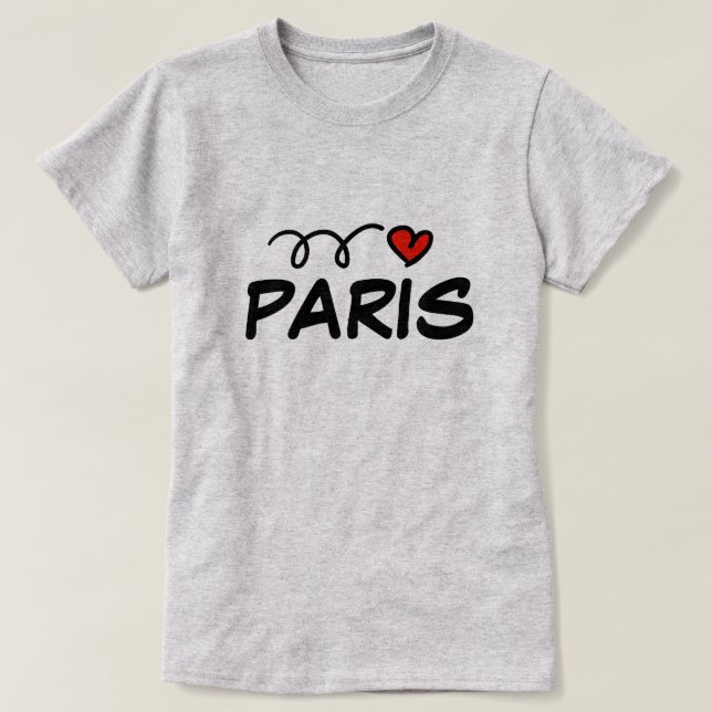 T-shirt Mignonne I heart Chemise Paris pour femmes (Design devant)