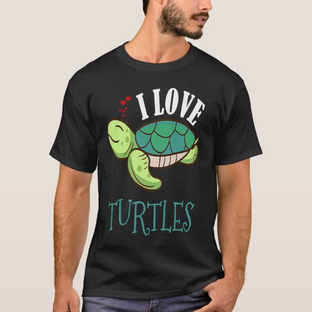 T-shirt Mignonne J'Aime Les Tortues (Devant)
