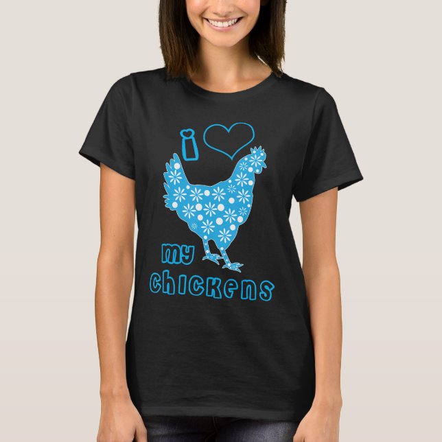 T-shirt Mignonne J'Aime Mes Poulets Chauds (Devant)
