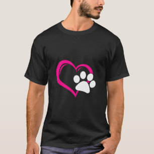 T-shirt Mignonne J'Aime Mon Chien Chiot Chat Paw Coeur