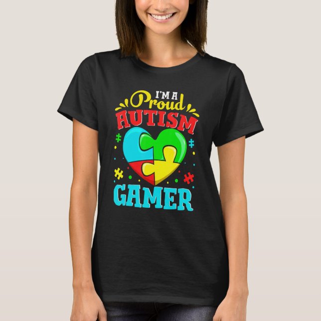 T-shirt Mignonne Je suis Fier Autisme Joueur Jouer Enfants (Devant)