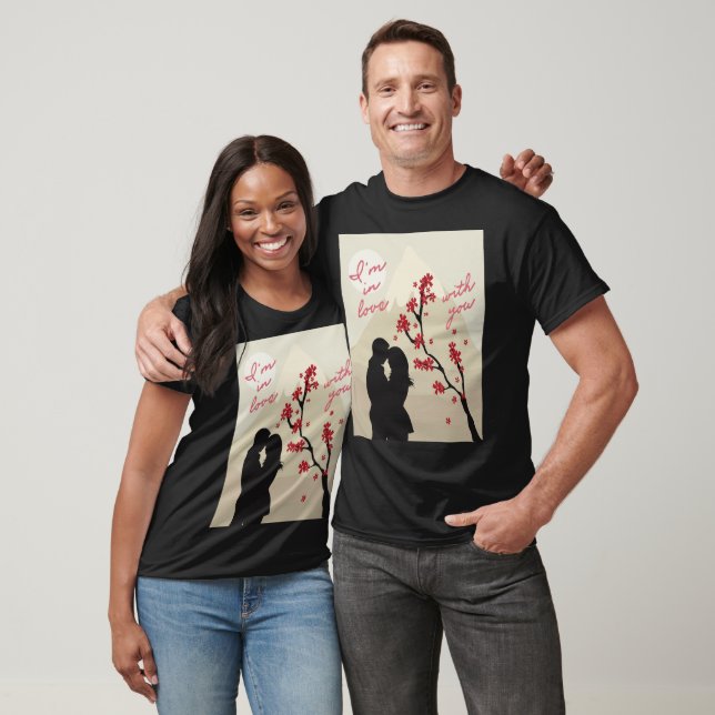 T-shirt Mignonne jeune couple romantique amoureux, histoir (Unisexe)