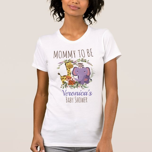 T-shirt Mignonne Jungle Safari Animal Baby shower Maman À  (Devant)