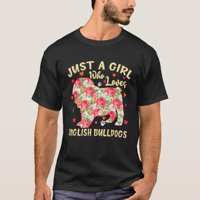 T-shirt Mignonne Juste Une Fille Qui Aime Anglais Chien Ch (Devant)