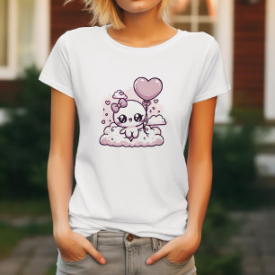T-shirt Mignonne Kawaii avec un Ballon en Forme de Cœur