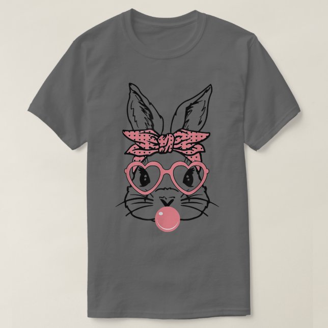 T-shirt Mignonne Lapin Avec Lunettes De Coeur Bandana Bubb (Design devant)