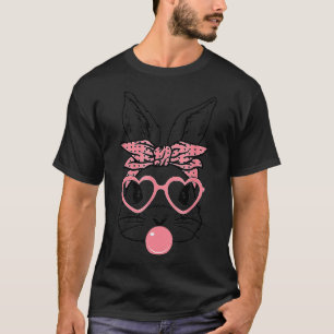 T-shirt Mignonne Lapin Avec Lunettes De Coeur Bandana Bubb