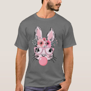 T-shirt Mignonne Lapin Avec Lunettes Léopard Bubblegum Pâq