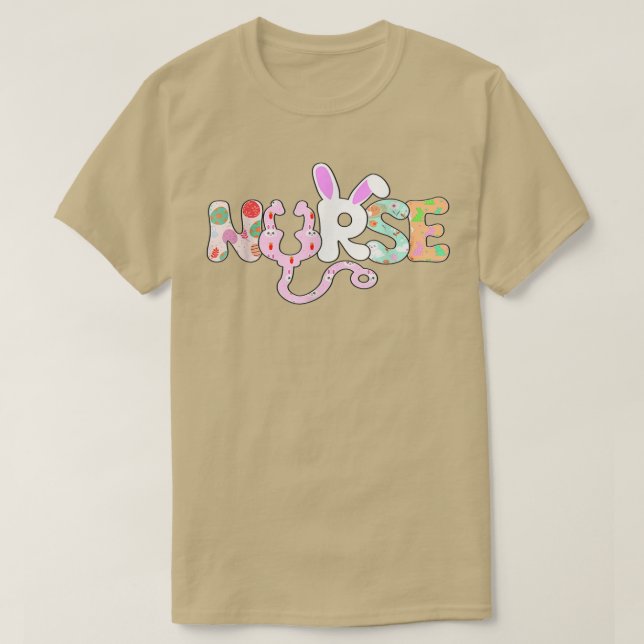T-shirt Mignonne Lapin Avec Oeufs Stethoscope Scrub Infirm (Design devant)