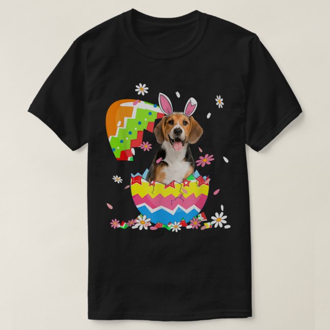 T-shirt Mignonne lapin Beagle OEufs de Pâques Hommes Femme (Design devant)