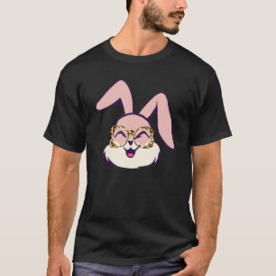 T-shirt Mignonne Lapin De Pâques Avec Lunettes De Cheetah
