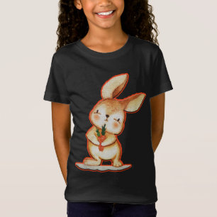 T-Shirt Mignonne Lapin De Pâques Filles Noires T Chemise