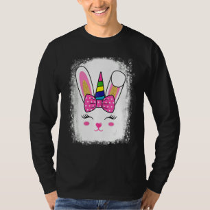 T-shirt Mignonne Lapin De Pâques Unicorn Face Bunnicorn Fe
