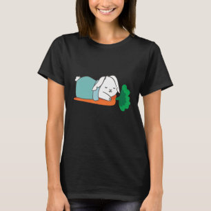 T-shirt Mignonne Lapin Dormir Dormir Sur Carotte Mignonne