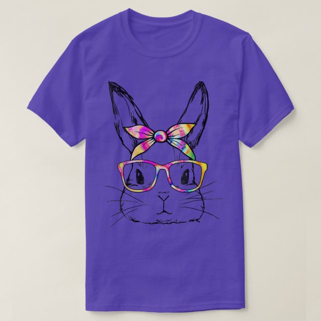 T-shirt Mignonne lapin Face Bandana Tie Tee Glasses Eas (Design devant)