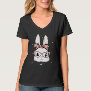 T-shirt Mignonne Lapin Face Leopard lunettes Headband Ea