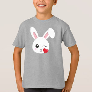 T-shirt Mignonne Lapin, Petit Lapin, Grognon Blanc, Coeur,