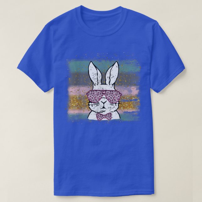 T-shirt Mignonne lunettes de léopard à visage lapin Joyeux (Design devant)