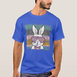 T-shirt Mignonne lunettes de léopard à visage lapin Joyeux