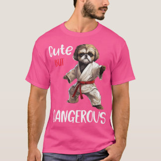 T-shirt Mignonne Mais Dangereuse Shih Tzu Karate Kung Fu B