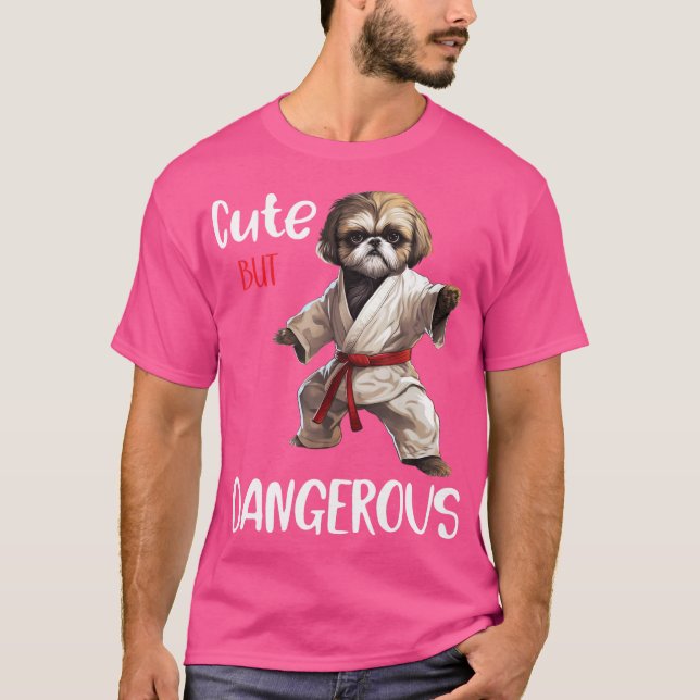 T-shirt Mignonne Mais Dangereuse Shih Tzu Karate Kung Fu B (Devant)