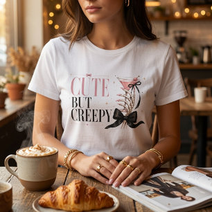T-shirt Mignonne Mais Effrayante Coquette Halloween Rose