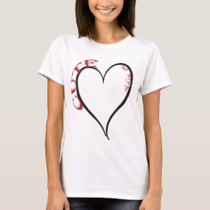 T-shirt Mignonne mais Psycho Coeur Noir Rouge Police