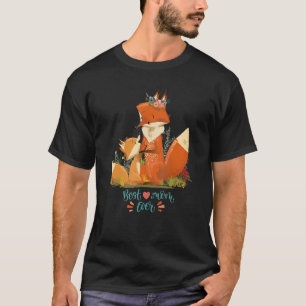 T-shirt Mignonne maman renard avec son enfant, Bonne Fête