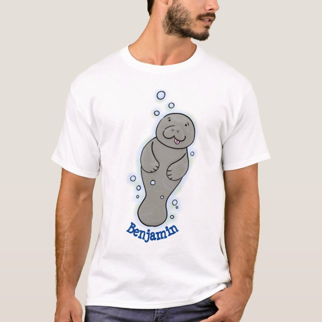 T-shirt Mignonne manatée bébé avec bulles illustration (Devant)